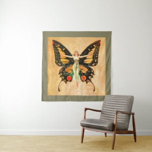 Tenture Illustration de femme de Leyendecker papillon Flap