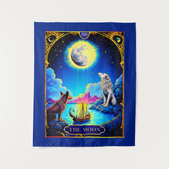Tenture Illustration de la carte Tarot, la lune (Devant)