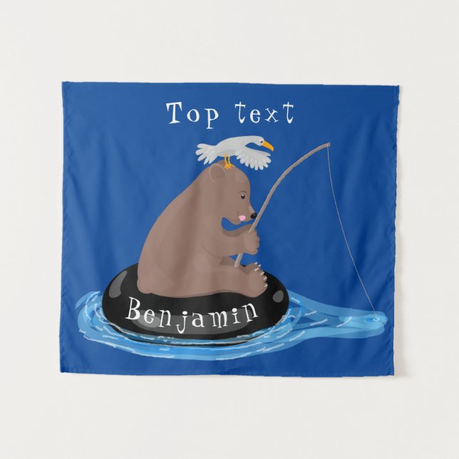 Tenture Illustration de la pêche de l'ourson mou (Devant (Horizontal))