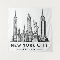 Illustration de la skyline de NYC avec la Statue d