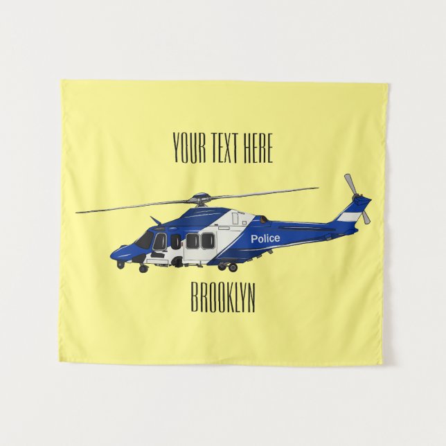 Tenture Illustration de l'hélicoptère de police (Devant (Horizontal))
