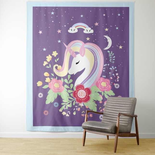 Tenture Illustration de licorne de poutre (En situation)