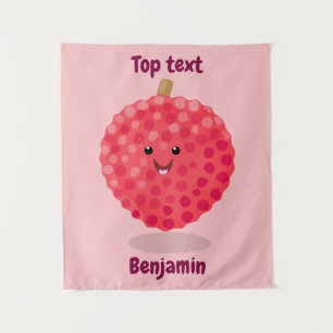 Tenture Illustration de litchee rose mignon