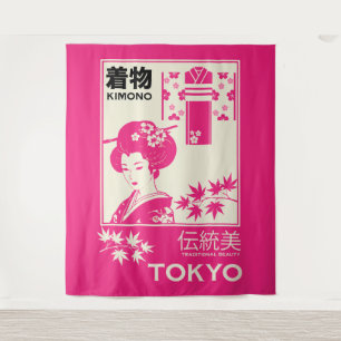 Tenture Illustration de mode de kimono japonais vintage 