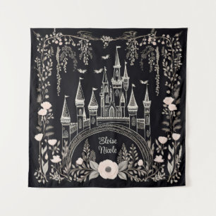 Tenture Illustration du château de Fairytale noir et blanc