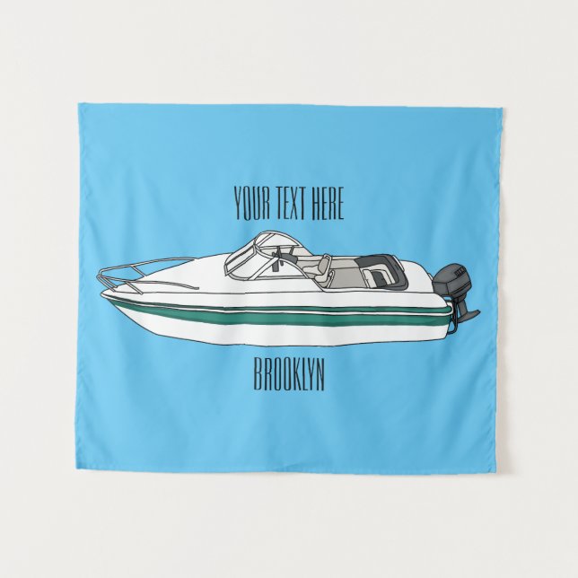 Tenture Illustration d'un bateau à moteur (Devant (Horizontal))