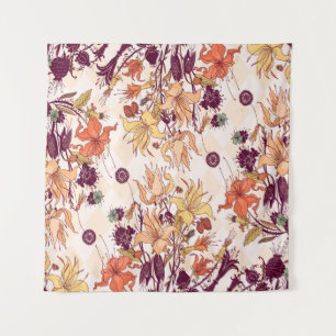 Tenture Illustration matricielle. Motif fleur clair sur co