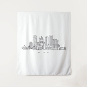 Tenture Illustration minimaliste de l'horizon de la ville 