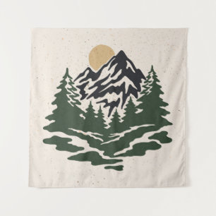 Tenture Illustration vintage du paysage de montagne