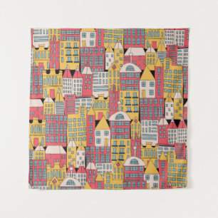 Tenture Illustration vintage d'un bâtiment urbain dans le