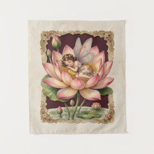Tenture Image de scrap vintage - Fée dormant dans un lotus