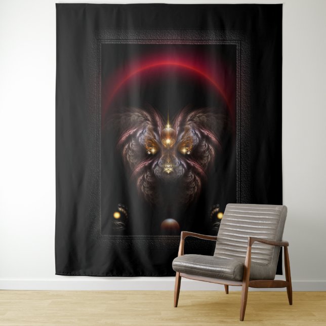 Tenture Imaginaire de caniche alkarien Portrait fractal (En situation)