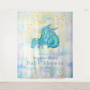 Tenture Imaginaire Pastel Blue Dragon Baby shower fond