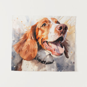Tenture Impression d'art de chien à l'aquarelle joyeuse