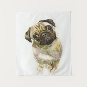 Tenture Impression d'art de visage de Pug Chien Pug mign