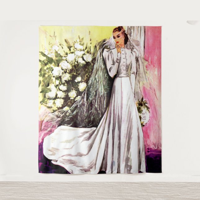 Tenture impression de robe de mariée 1938 (Devant)