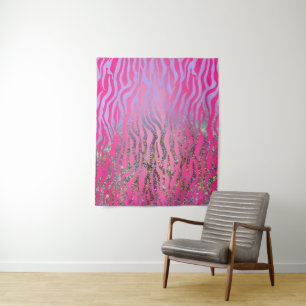 Tenture Impression demi-Parties scintillant rose tigre