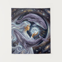 Impression sur toile Baleine et Fille Surréaliste