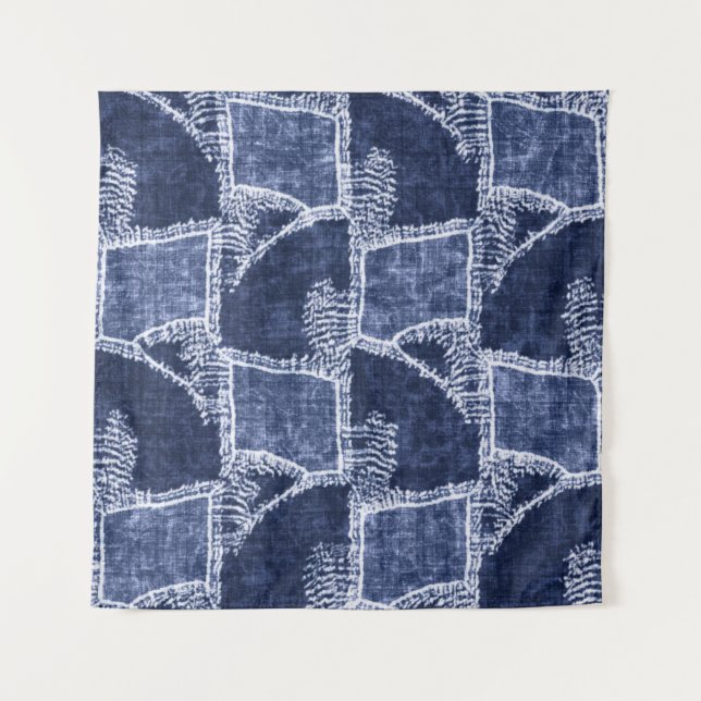 Tenture Indigo Patchwork : Texturé Checked Elegance (Devant)