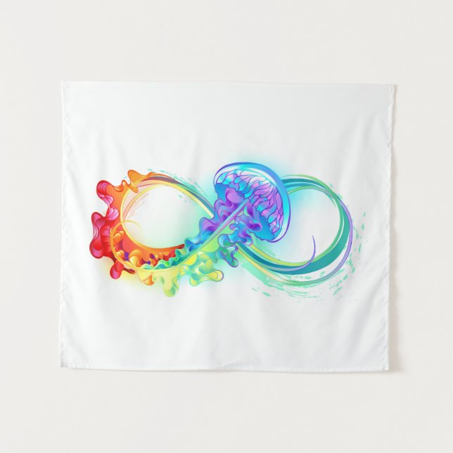 Tenture Infinity avec Rainbow Jellyfish (Devant (Horizontal))