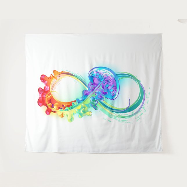 Tenture Infinity avec Rainbow Jellyfish (Devant (Horizontal))