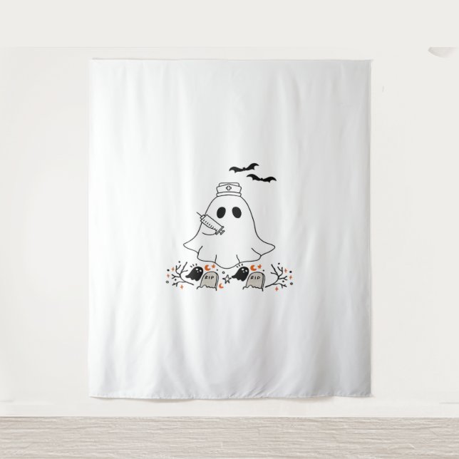 Tenture Infirmière Ghost mignonne Halloween Design T-shirt (Devant)