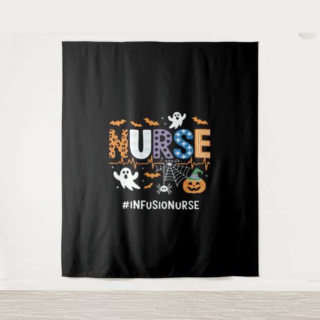 Tenture Infirmière Infusion Infirmière Stethoscope Hallowe (Devant)