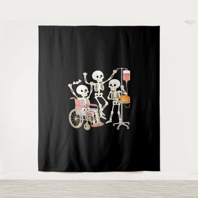 Tenture Infirmière Skeleton Funny Halloween Soins de santé (Devant)