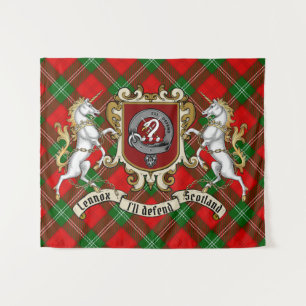 Tenture Insigne de clan Lennox et licornes avec Tartan