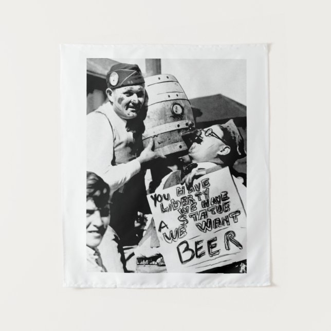 Tenture Interdiction vintage Bière, Nous voulons l'interdi (Devant)