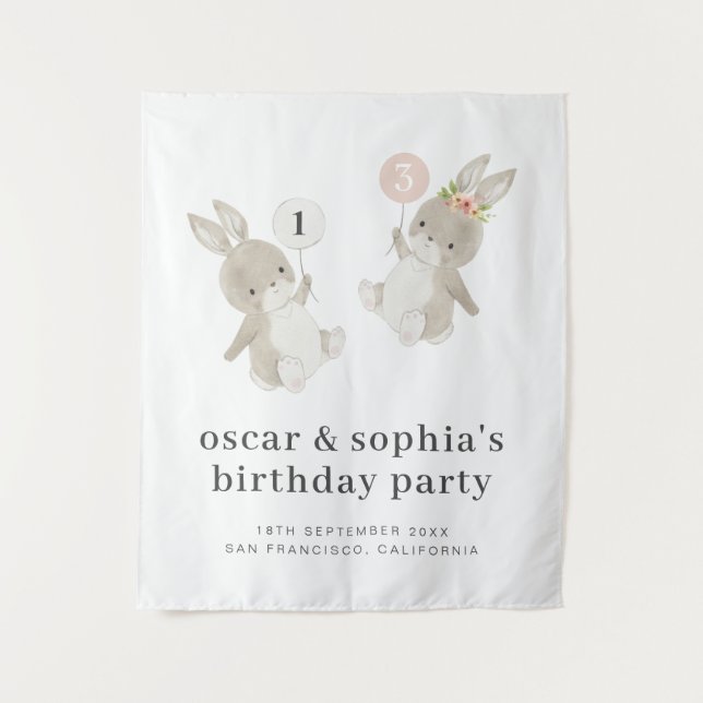 Tenture Invitation d'anniversaire conjointe pour garçon et (Devant)