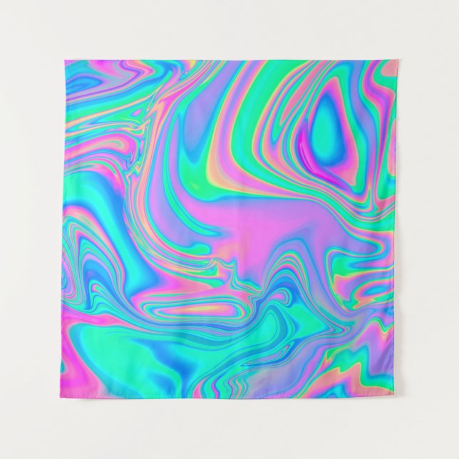 Tenture Iridescente marbrée texture holographique en dynam (Devant)