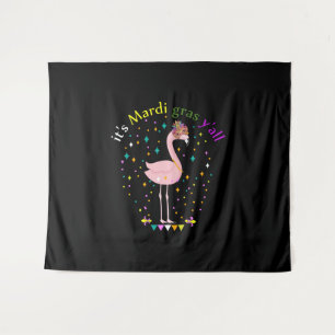 Tenture Its Mardi gras Yall Funny Mask Flamingo Lover