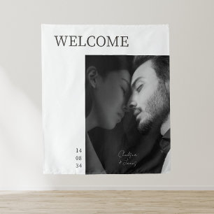 Tenture Ivoire Mariage moderne chic photo de bienvenue