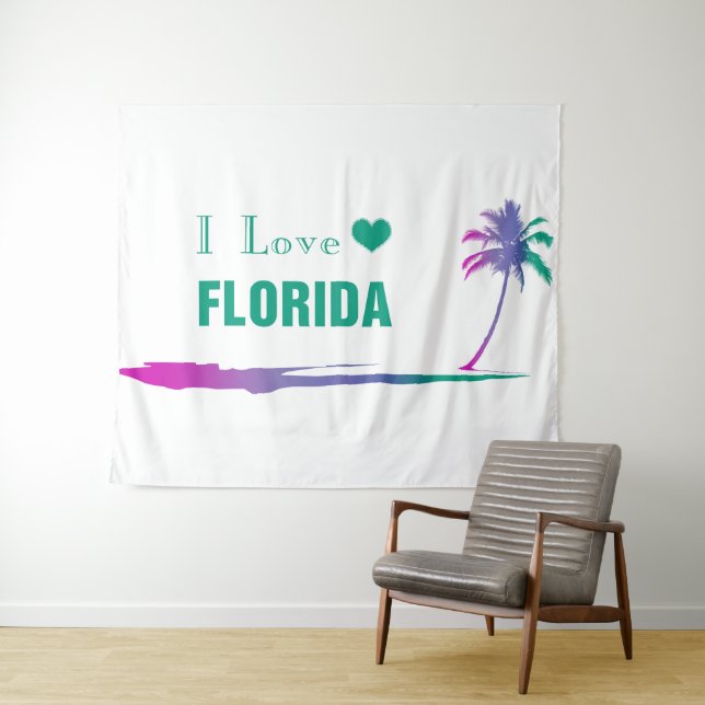 Tenture J'Aime Florida Colorful Green (En situation (horizontale))