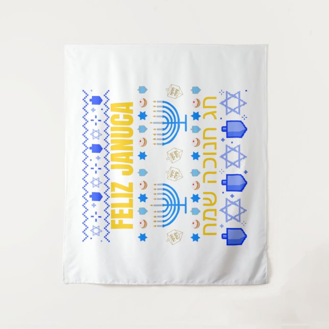 Tenture Januca januka Janucia Janukia menorah Sameaj (Devant)