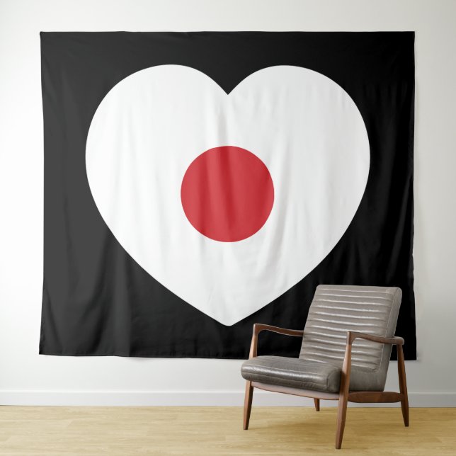 Tenture Japon | Coeur du drapeau japonais (En situation (horizontale))