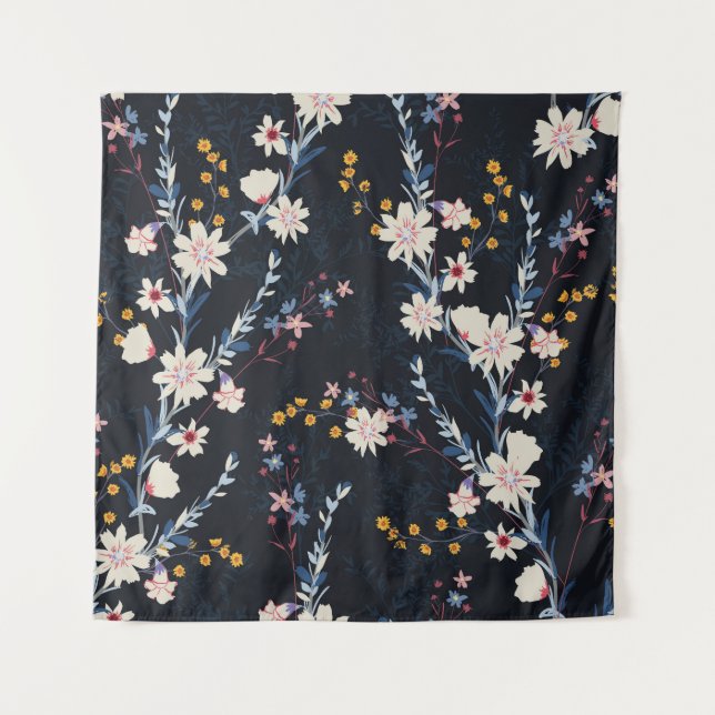 Tenture Jardin de nuit Floral Marine Motif (Devant)