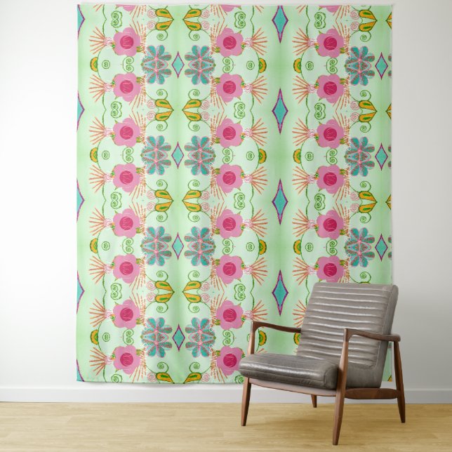 Tenture Jardin Éclectique Enchantant : Beauté Florale Dive (En situation)