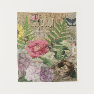 Tenture Jardin Floral de Nid d'Oiseau Papillon Art