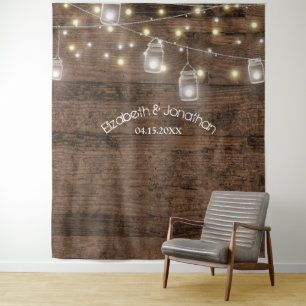 Tenture Jarre de maçon rustique et décor de mariage avec l