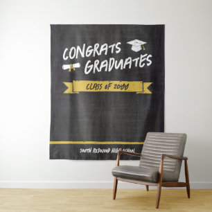 Tenture Jaune Cool Chalkboard Congrats Diplômés Contexte