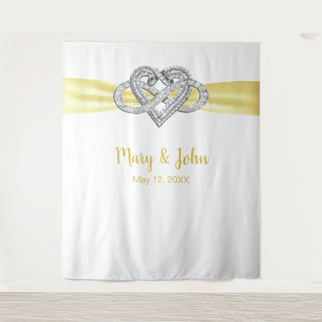 Tenture  jaune Infinity Mariage de coeur fond (Devant)