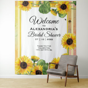 Tenture Jaune Tournesol Floral Country Mariage Bienvenue