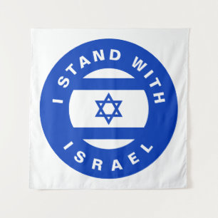 Tenture Je me tiens avec Israël bleu drapeau blanc coutume