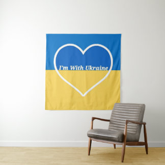 Tenture Je suis avec l'Ukraine Heart Tapestry