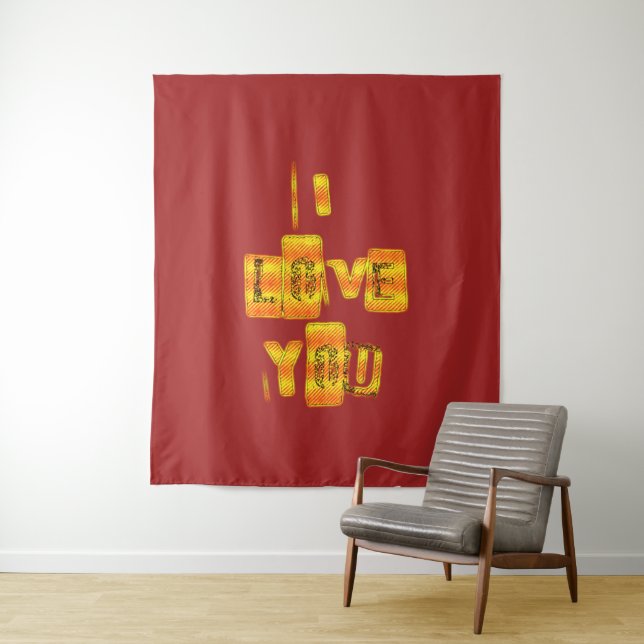 Tenture Je t'aime Heureuse Sainte-Valentin (En situation)