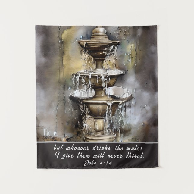 Tenture Jean 4:14 Quiconque boit l'eau que je donne à la B (Devant)