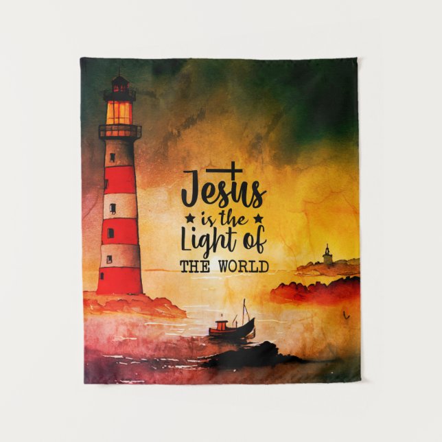 Tenture Jésus est la Lumière de la Bible Verse Mondiale (Devant)