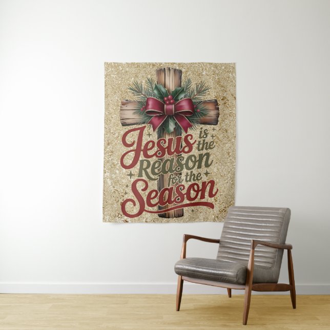 Tenture Jesus Reason Season Tapestry (En situation)